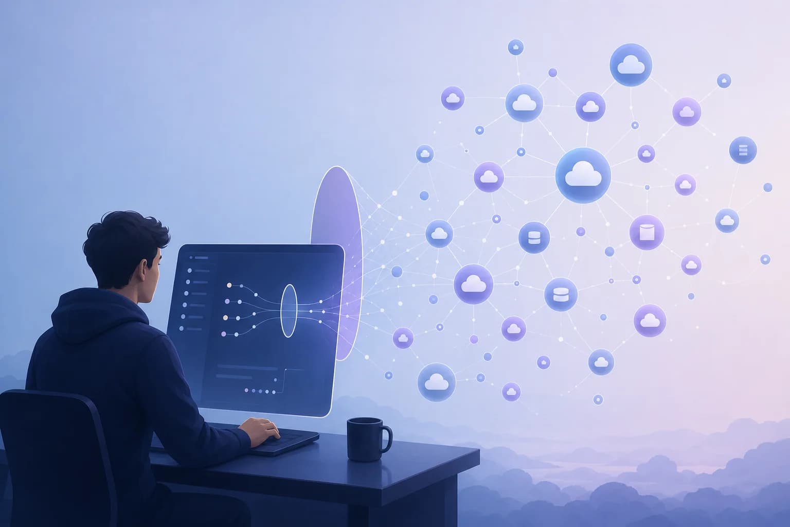 تصویر مفهومی جست‌وجوی سرویس‌ها در Vercel Connect از طریق خط فرمان