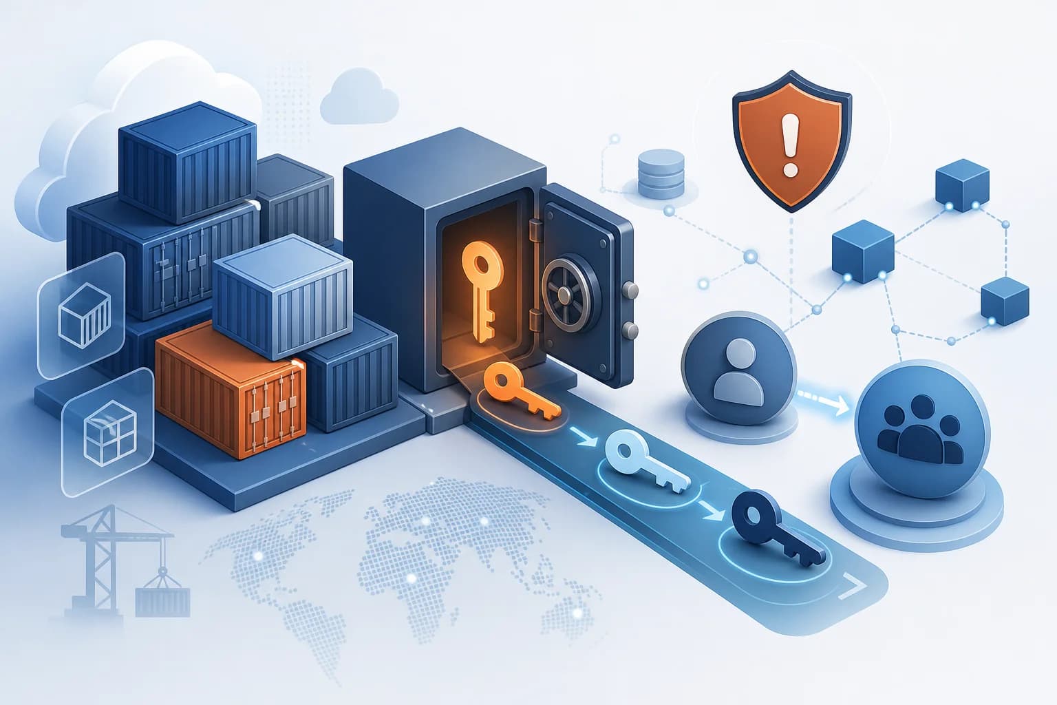 تصویر مفهومی آسیبپذیری Docker Hub در انتقال توکنهای دسترسی