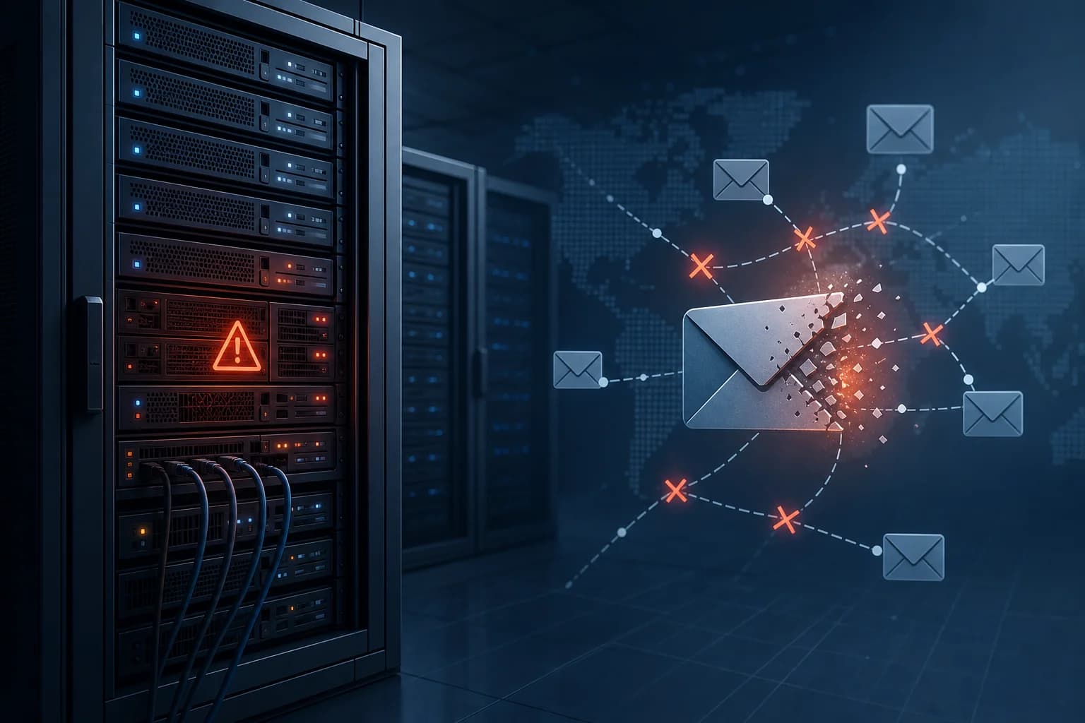 تصویر مفهومی اختلال Exchange Server پس از بهروزرسانی ویندوز سرور